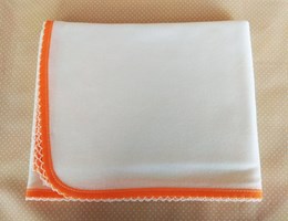 Fralda de algodão branca lisa com viés Laranja