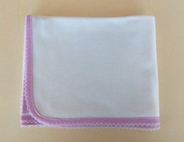 Fralda de algodão branca lisa com viés Lilás