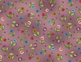 Flor botão pequena sobre fundo PLUM - Born to Sew by Jacqueline Paton