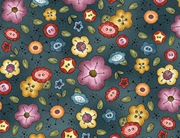 Jardim de flores sobre fundo azul - Born to Sew by Jacqueline Paton