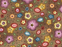 Jardim de flores sobre fundo castanho - Born to Sew by Jacqueline Paton