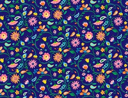 TE2221 - Floral sobre azul marinho 