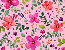 TE2264 - Jardim aquarelado fundo rosa