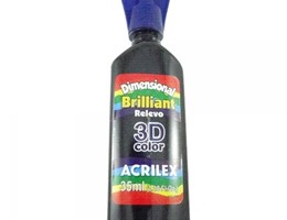 Tinta Dimensional Brilliant Relevo 3D Acrilex 35ml - Preto