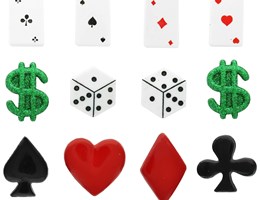 Conjunto botões aplicações Dress It Up – 358 - In The money - Cartas Dados Copa Dinheiro