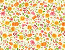 No jardim - Calendar Girls by Anne Keeman Higgins - Tons laranja/verde sobre fundo marfim
