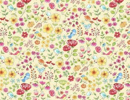 Pássaros no jardim - Calendar Girls by Anne Keeman Higgins - Fundo marfim