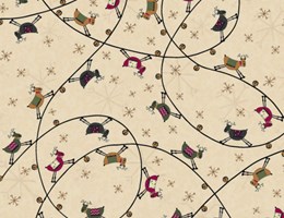 Tecido com renas sobre fundo bege clarinho - Three Wise Penguins by Lynette Anderson 