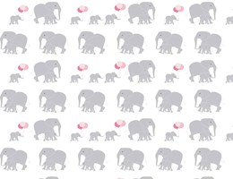 Mamã e bebé elefante com balões