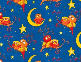 Mochos Corujas na Lua com estrelas – Azul